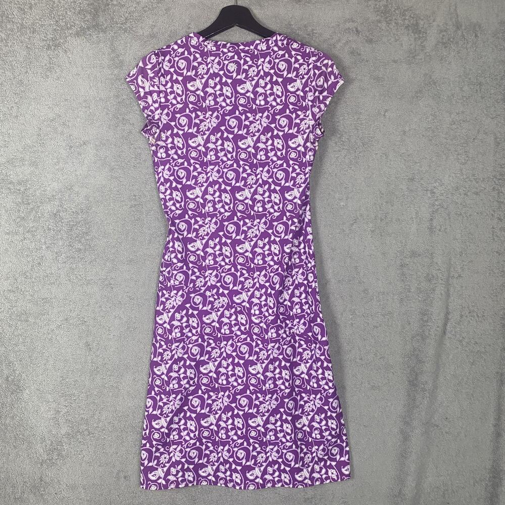 Athleta Dress Womens XS Purple Surplice V-Neck Ruched Wrap Midi Travel - Picture 4 of 12